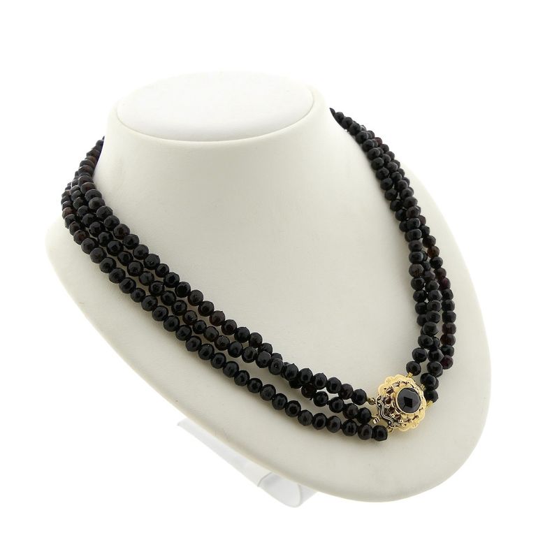 Image 3 of Antique glass bead necklace with gold clasp