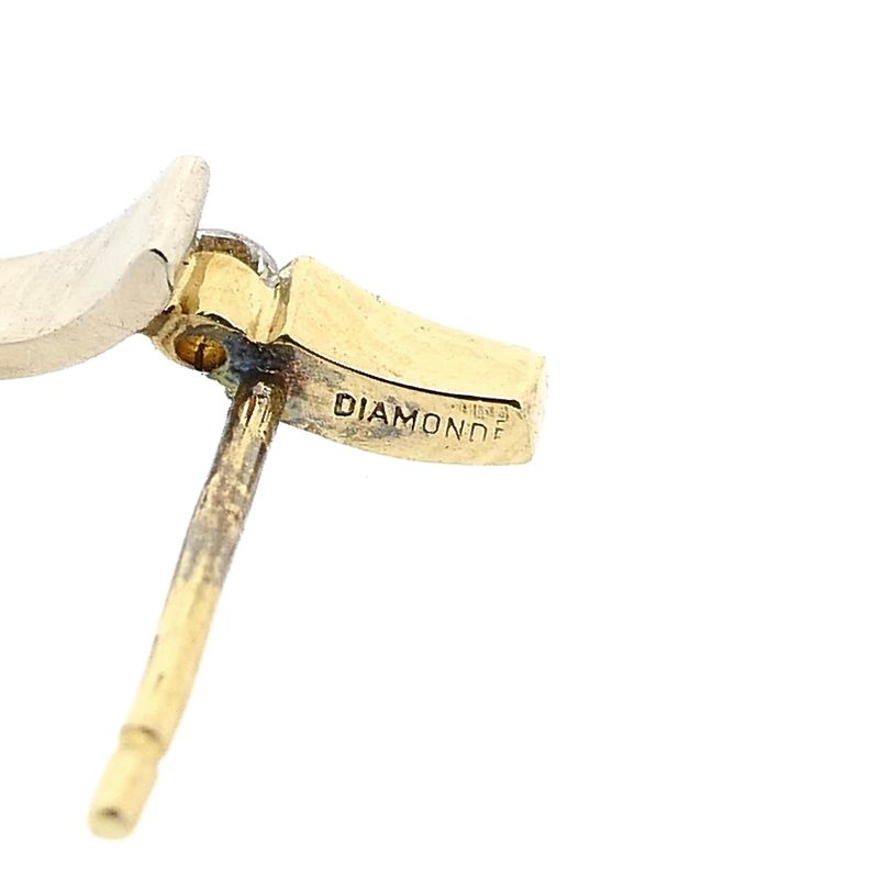 Image 9 of Diamonde Bicolor Gold Earrings with Diamonds; 0.07 ct.