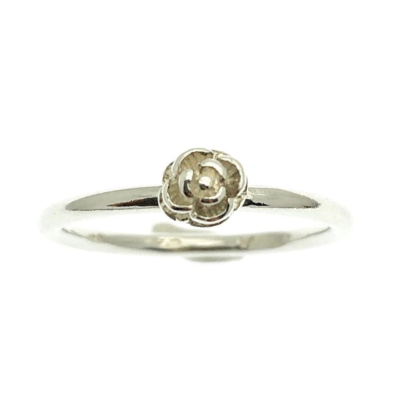 Image 2 of Silver ring with rose | size 17.5