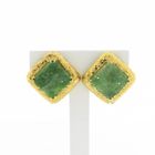 Image 1 of Vintage gold clip-on earrings with jade.