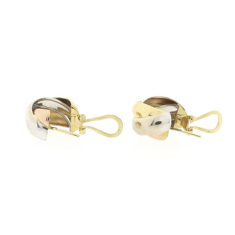 Image 5 of Tricolor gold braided stud earrings
