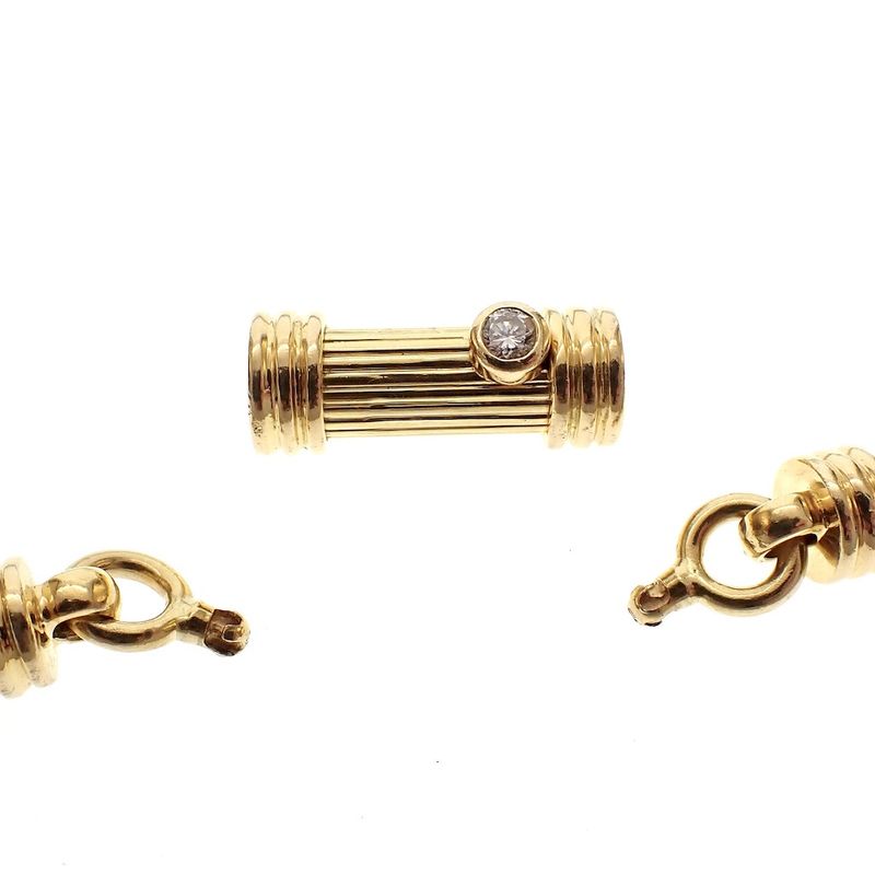 Image 3 of Exclusive; 18K gold foxtail link necklace with 0.10 ct. diamond | 47 cm