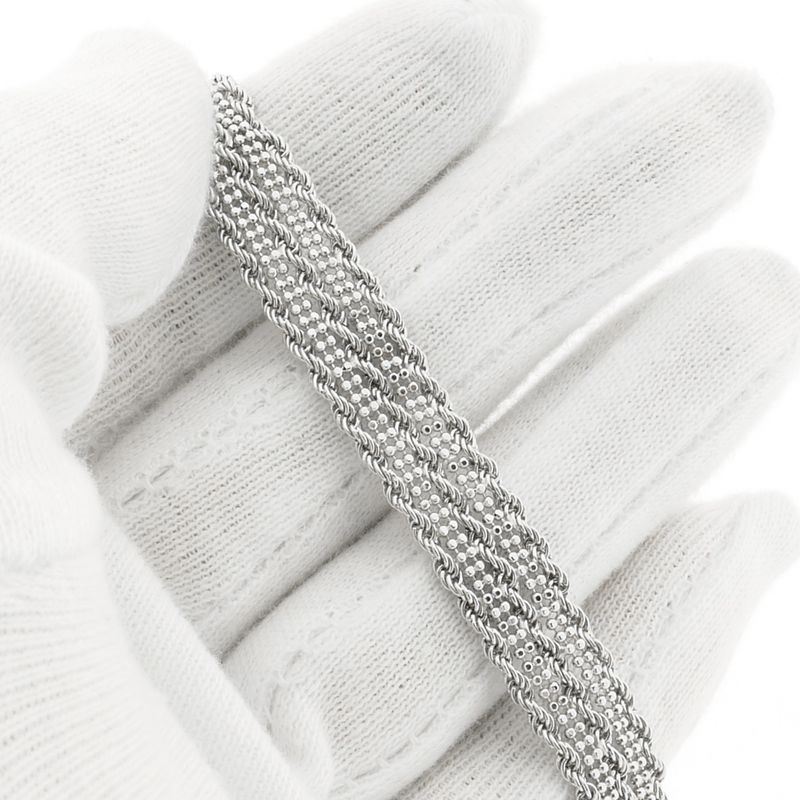 Afbeelding 5 van Witgouden kabelschakel armband | 19 cm