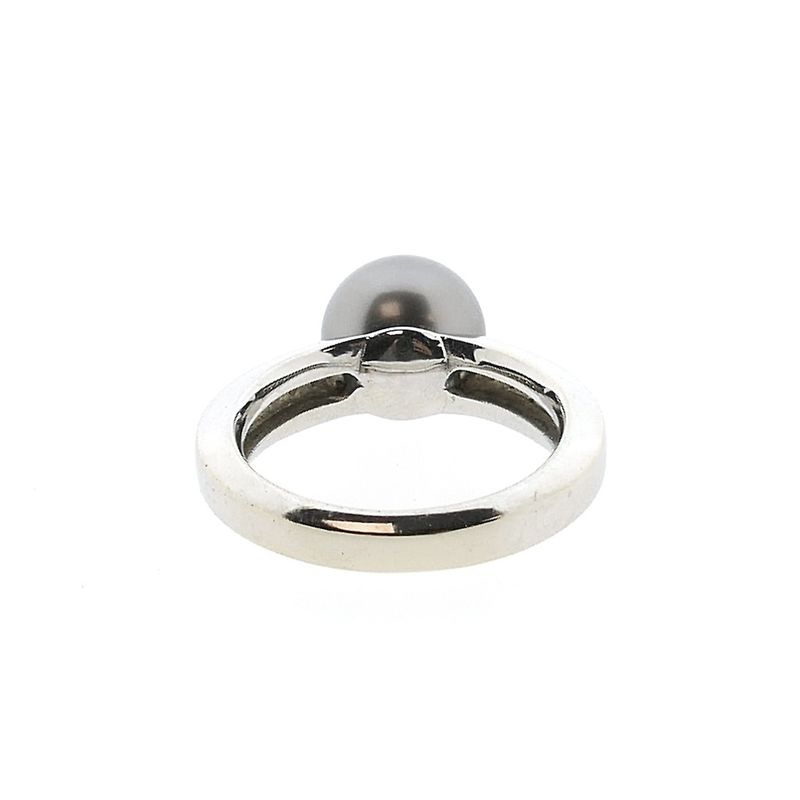 Image 4 of White gold ring with Tahitian pearl and diamonds; 0.10 ct.