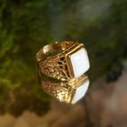 Image 2 of 18K Gold Nugget Ring with White Onyx | Men's