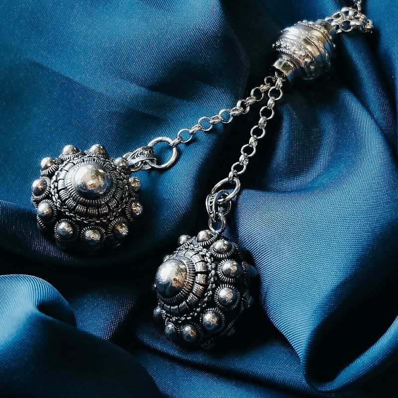 Image 2 of Silver jasseron link chain with Zeeland knots | 73 cm; Adjustable