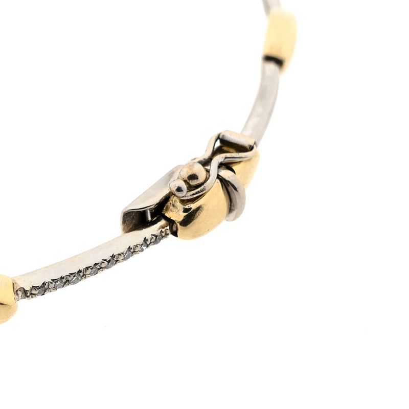 Image 4 of Bicolor gold bracelet set with diamonds; 0.16 ct.