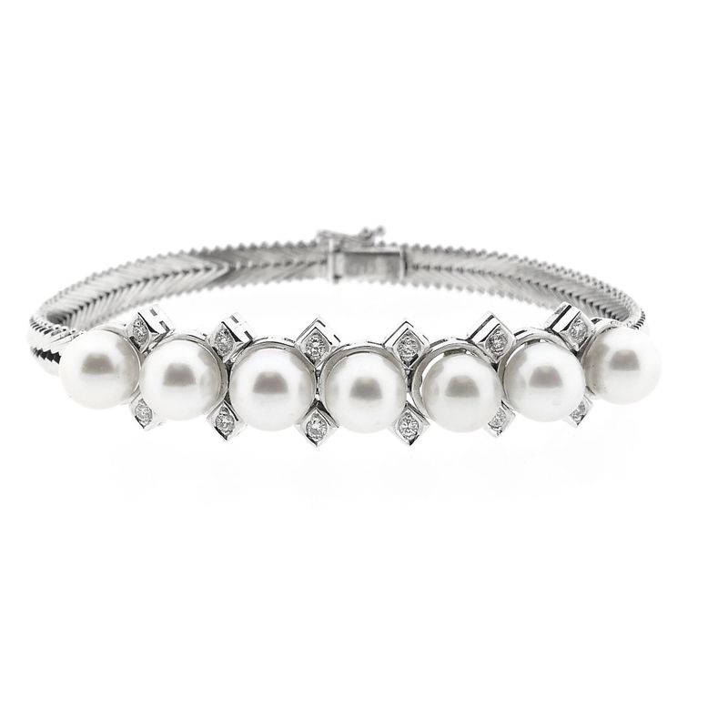Afbeelding 3 van Witgouden visgraat schakelarmband met diamanten; 0,24 ct. | 19,5 cm