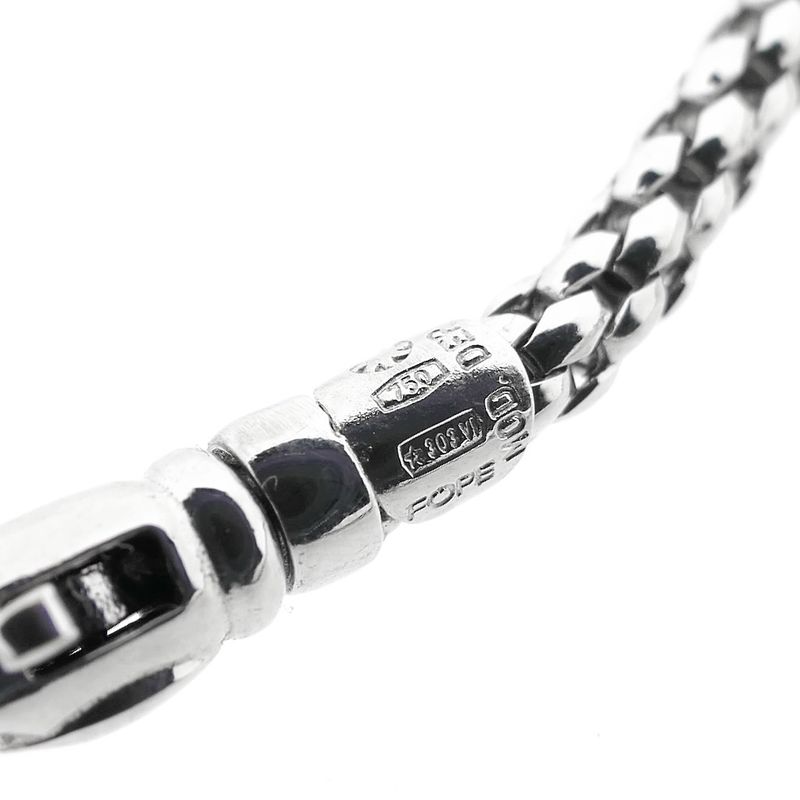 Image 10 of Fope white gold mesh link necklace with aquamarine and diamonds; 0.24 ct.