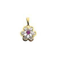 Gold pendant with ruby ​​and diamond | 0.06 ct.