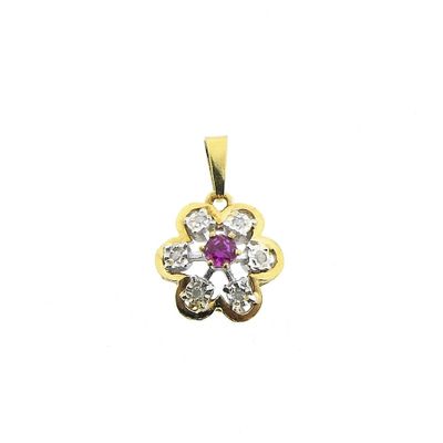 Image 1 of Gold pendant with ruby ​​and diamond | 0.06 ct.