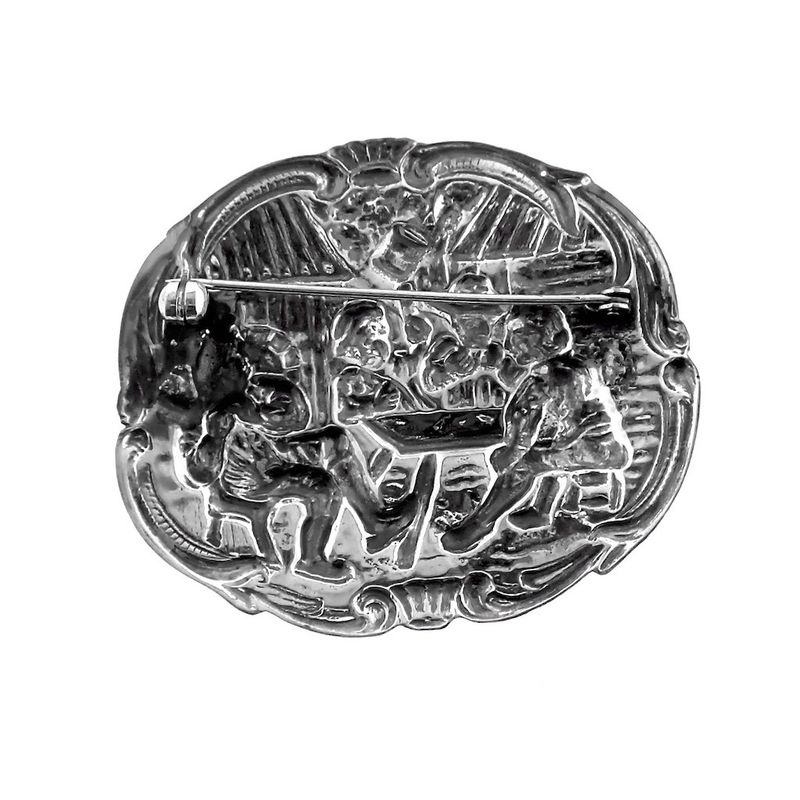 Image 3 of Antique silver brooch with scene