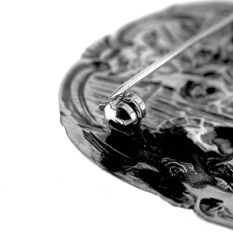 Image 5 of Antique silver brooch with scene