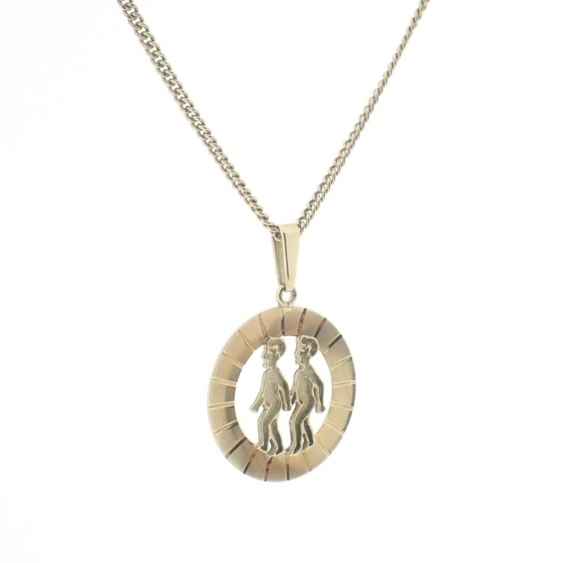 Image 5 of Gold zodiac sign pendant; Gemini
