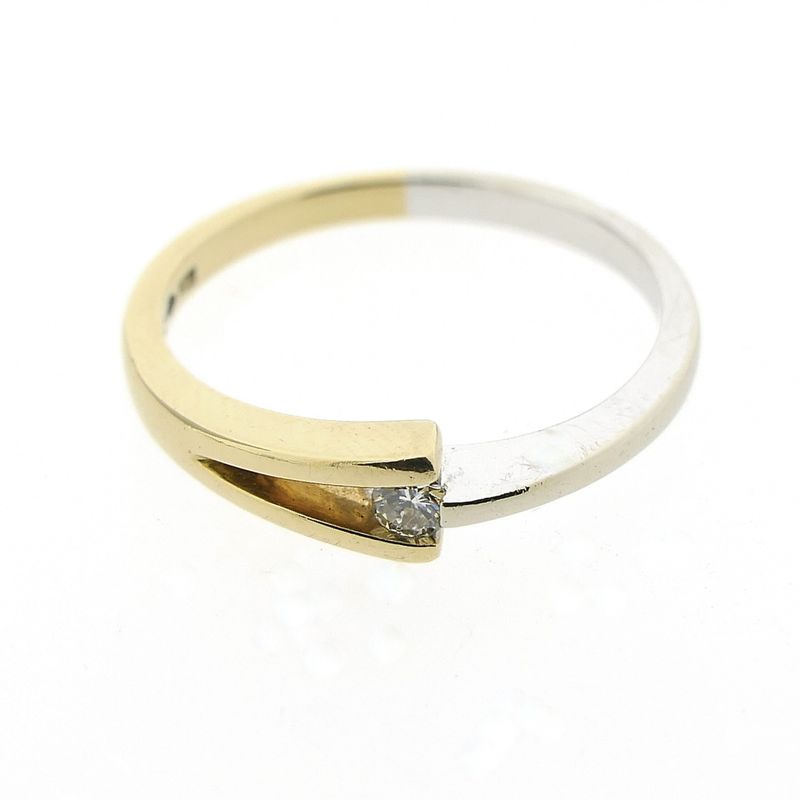 Image 3 of Two-tone gold ring with 0.05 ct diamond.