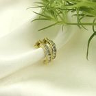 Image 2 of Gold semicircular earrings with zirconia