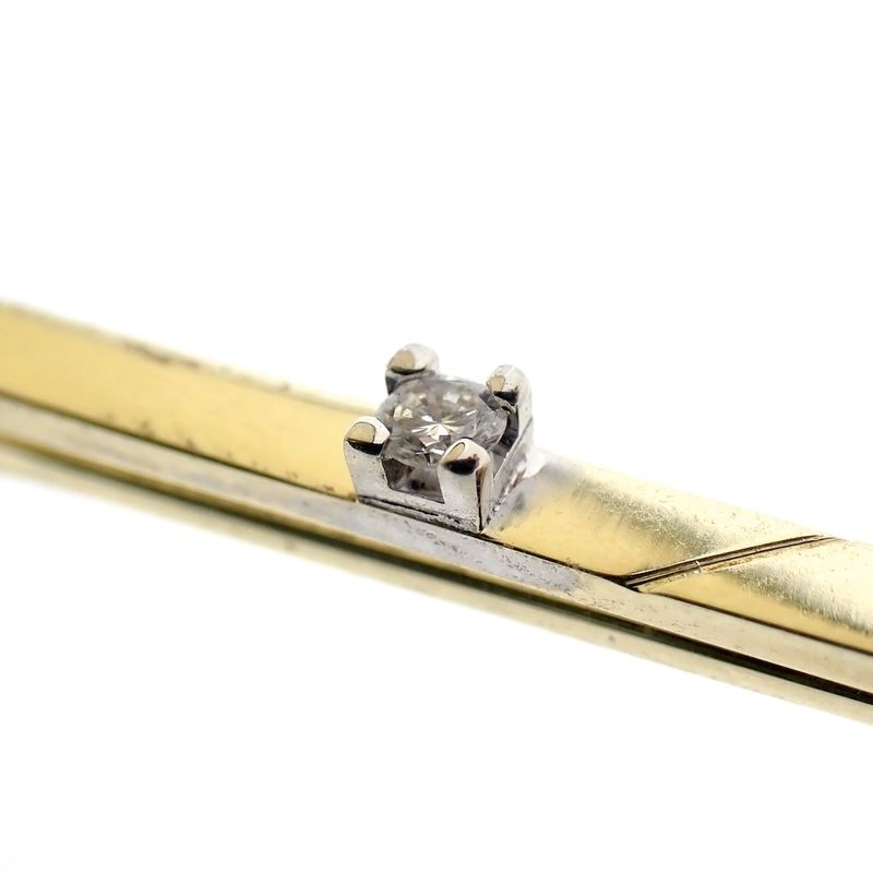 Image 3 of Gold long narrow brooch with diamond