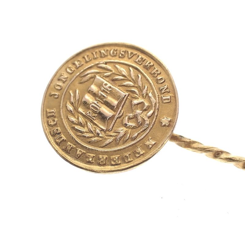Image 2 of Gold lapel pin with coin of the Dutch Youth Association