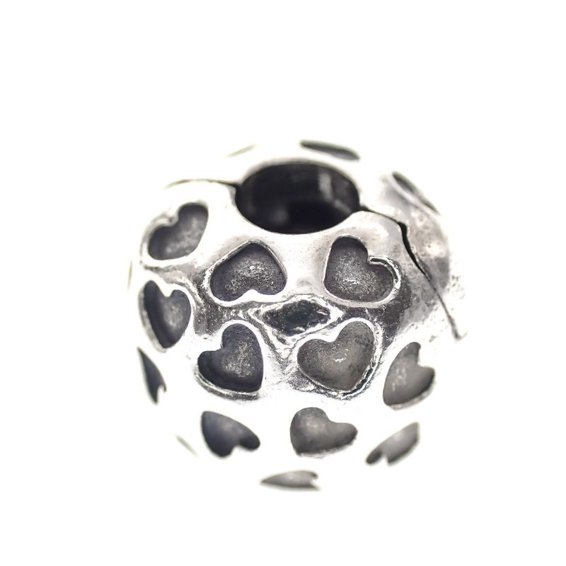 Image 3 of Pandora clip charm; Silver; Full of Hearts
