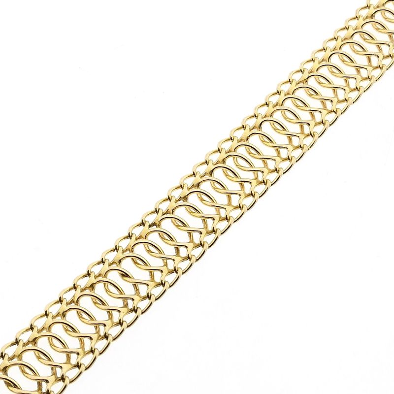 Afbeelding 8 van Vintage gouden fantasie schakelarmband | 20,5 cm