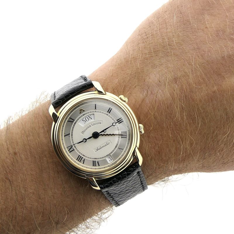Image 6 of Maurice Lacroix Masterpiece Reveil; Automatic 18k gold men's watch with alarm clock