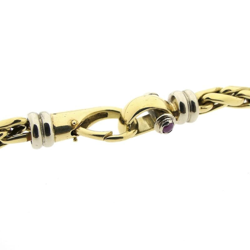 Image 5 of Gold foxtail link necklace with ruby ​​and onyx