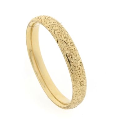 Image 1 of Vintage gold slave bracelet with engravings; Size M