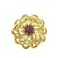 Antique gold brooch with ruby