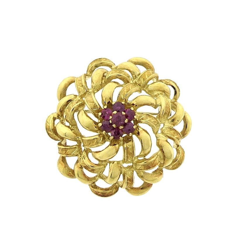 Image 1 of Antique gold brooch with ruby