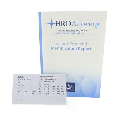 Image 2 of 0.16 ct. Brilliant cut diamond E/VS2 + HRD Certificate - Natural diamond