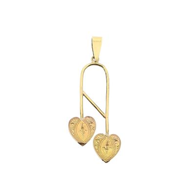 Image 1 of 14 Karat Gold Pendant with Two Hearts