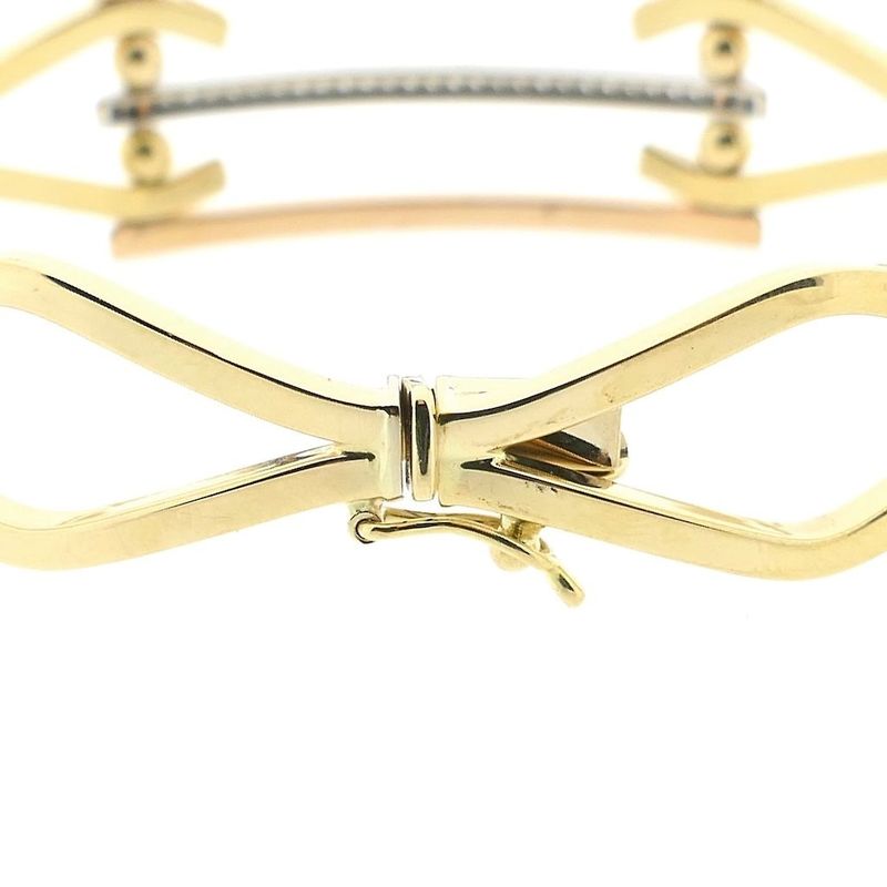 Image 5 of Arpas tricolor gold bangle with zirconia; Size M/L