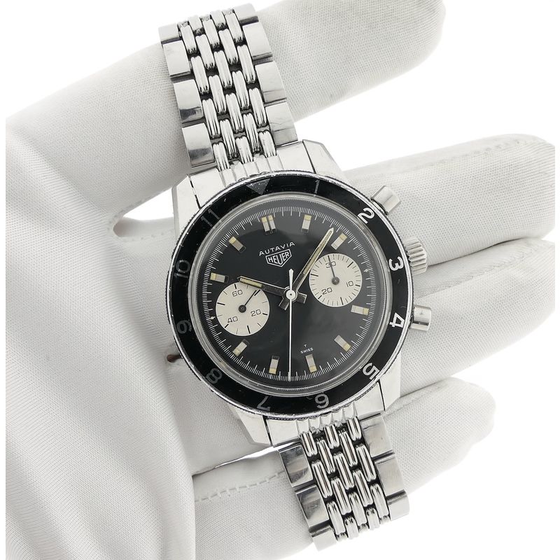 Image 8 of Heuer Autavia Chronograph 'Beads of Rice' 7763; Vintage men's watch