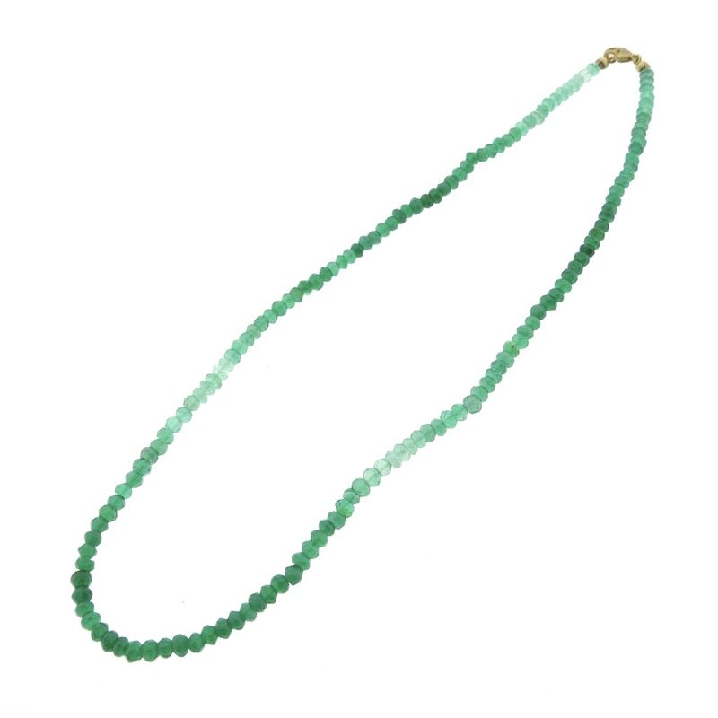Image 3 of 9K Emerald Bead Necklace with Gold Clasp | 50cm
