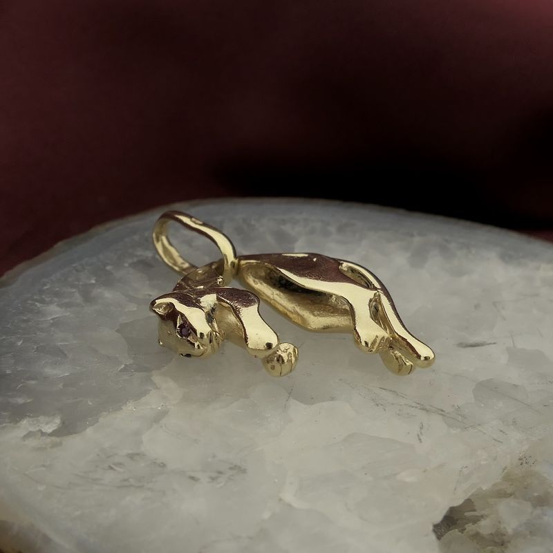 Image 7 of Gold panther pendant with rubies