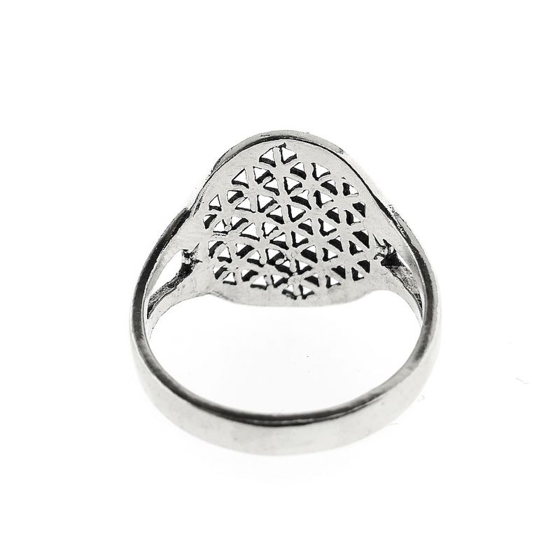 Image 6 of Silver ring; Flower of life