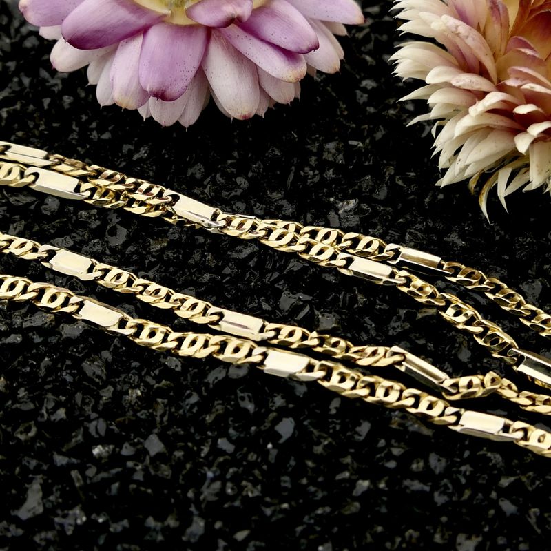Image 2 of Bicolor Gold Falcon Eye Link Necklace