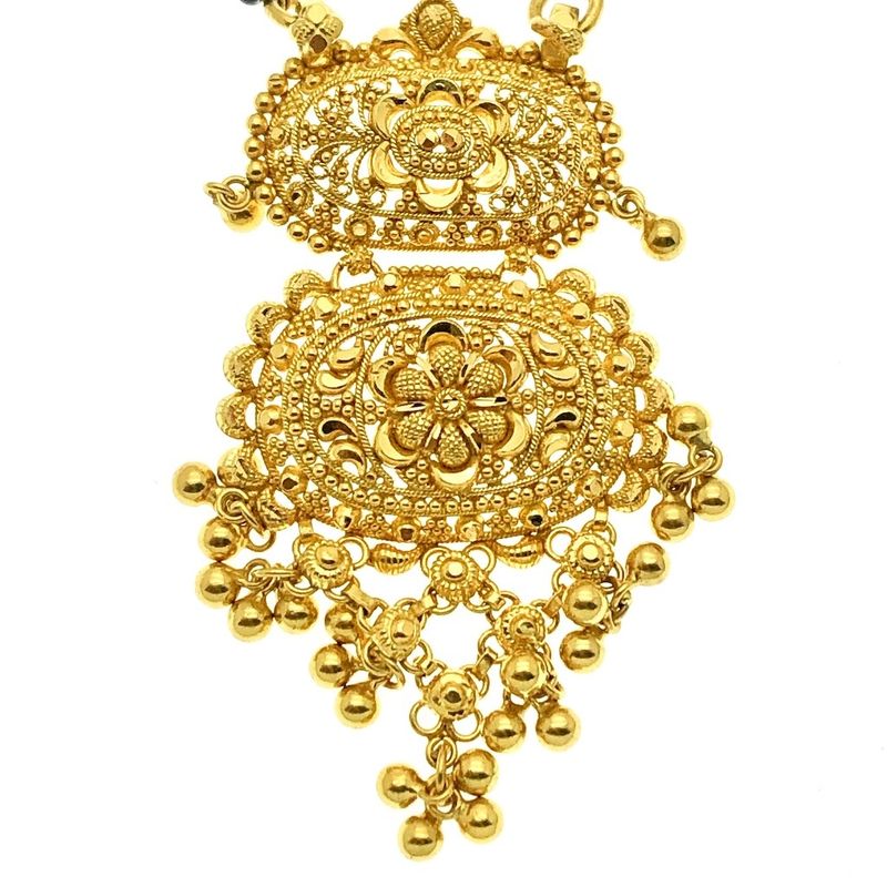 Image 2 of 22-carat gold Indian necklace with onyx stones | 50-60 cm