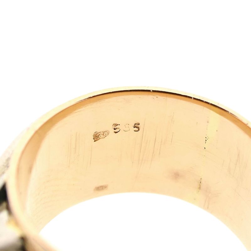 Afbeelding 8 van Vintage bicolor gouden ring met diamant; 0,05 ct.