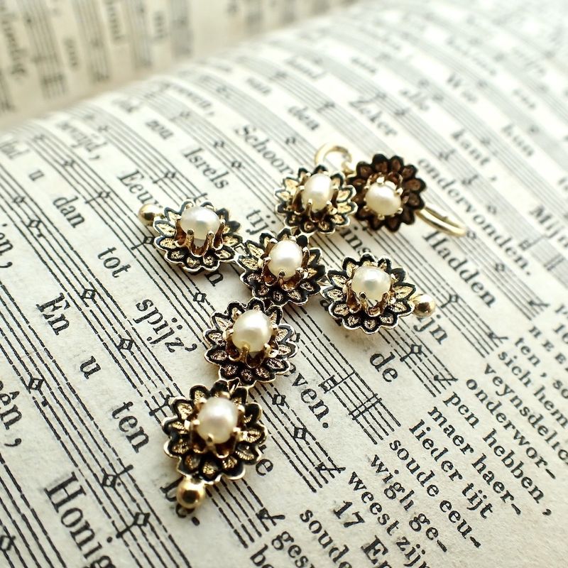 Image 8 of Gold Victorian pendant of a cross with pearl