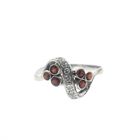 Image 4 of White gold ring with red stone and diamond | 0.12 ct.