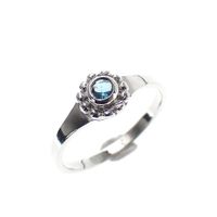 Silver children's ring with light blue zirconia