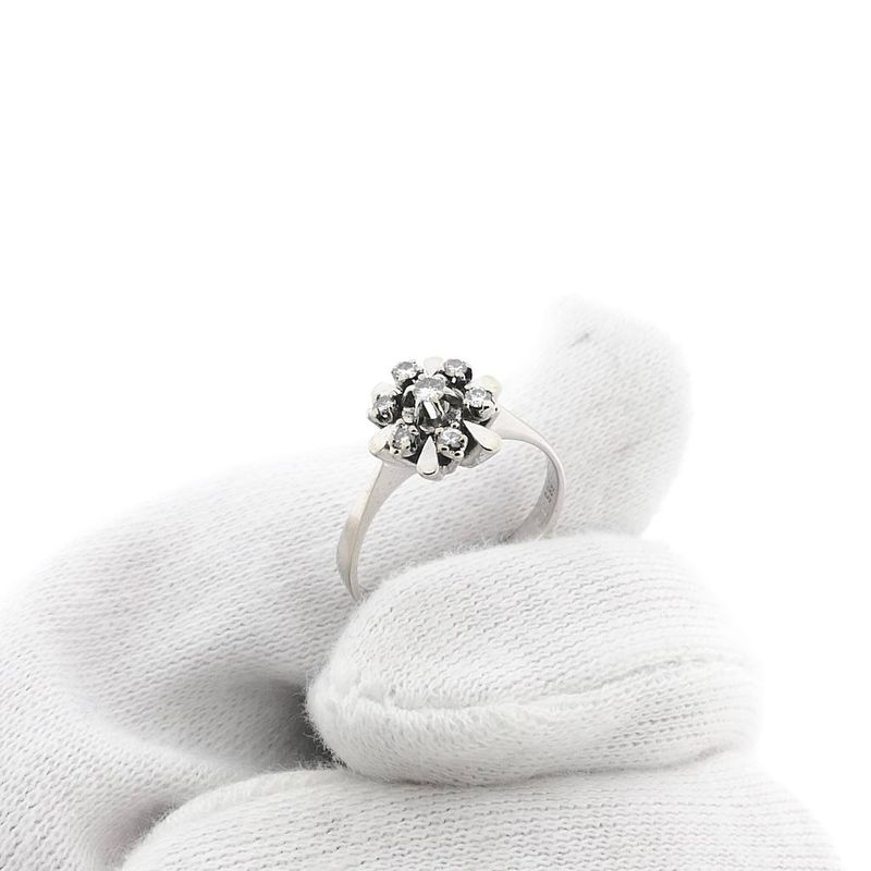 Image 8 of White Gold Surround Ring with Diamonds; 0.17 ct.