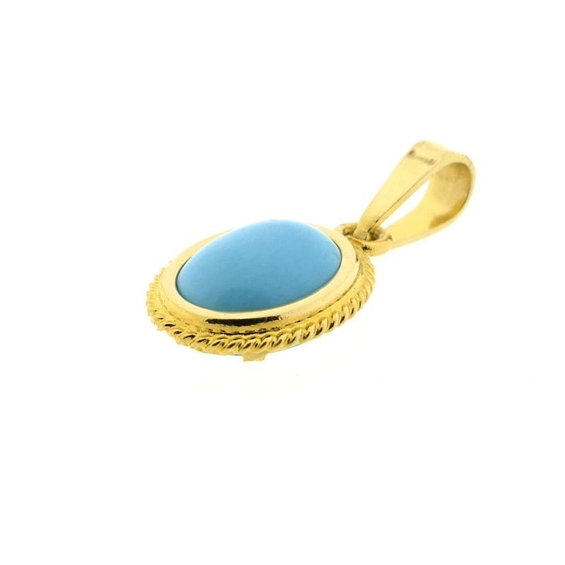 Image 5 of Vintage gold pendant with turquoise