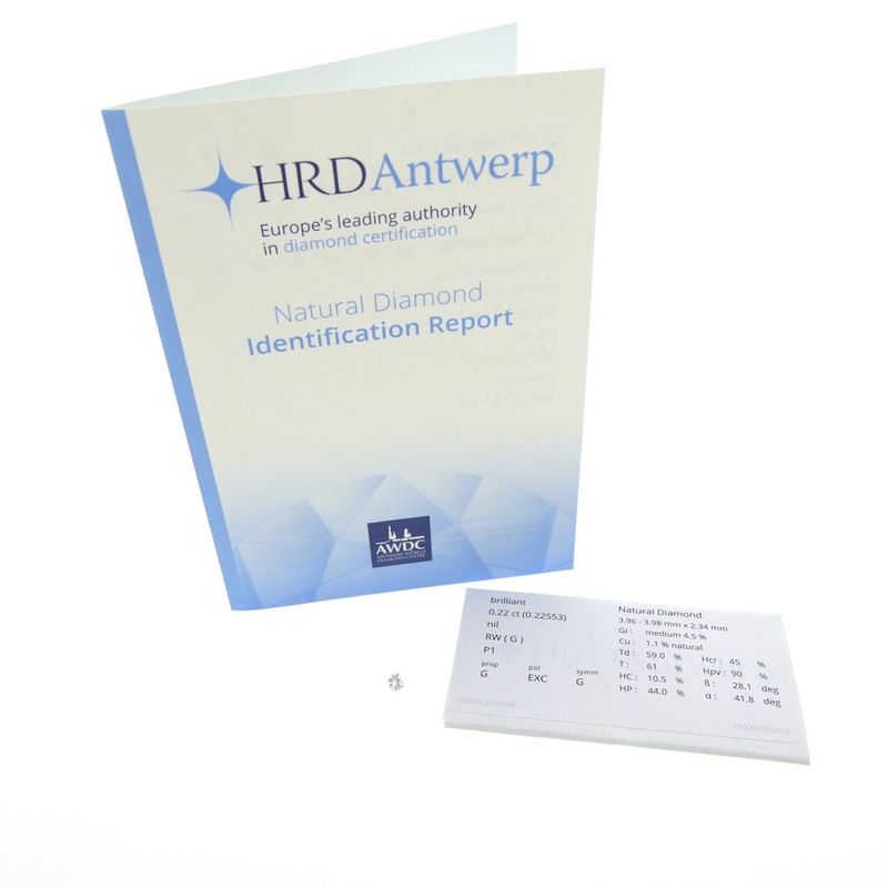 Image 2 of 0.22 ct. Brilliant cut diamond G/I1 + HRD Certificate - Natural diamond