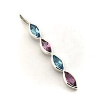 Silver pendant with blue and pink stones