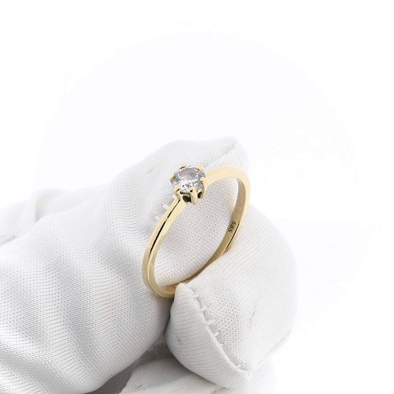 Image 9 of Golden solitaire ring with zirconia