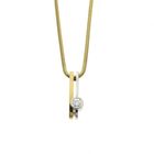 Image 4 of Two-tone gold necklace with fixed pendant and diamond; 0.10 ct.