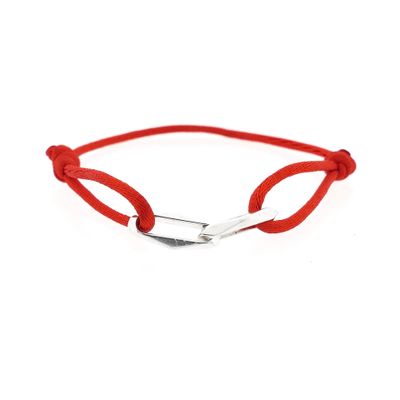 Image 1 of Forever Knots® Handmade Red Satin Bracelet with Silver Link