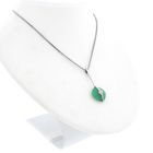 Image 4 of White gold pendant with jade and diamond | 0.025 ct.